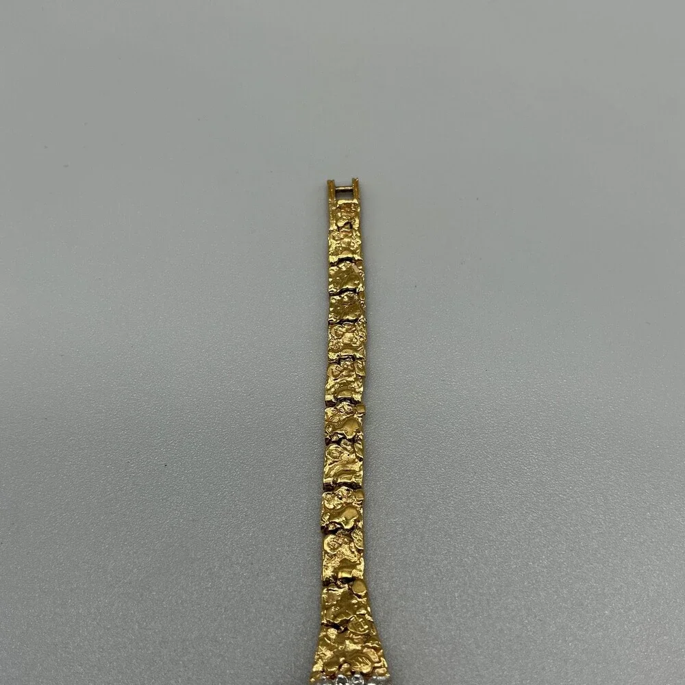 Dufonte Lucien Piccard Diamond Womens Watch 18mm Nugget Band New Battery 6.75